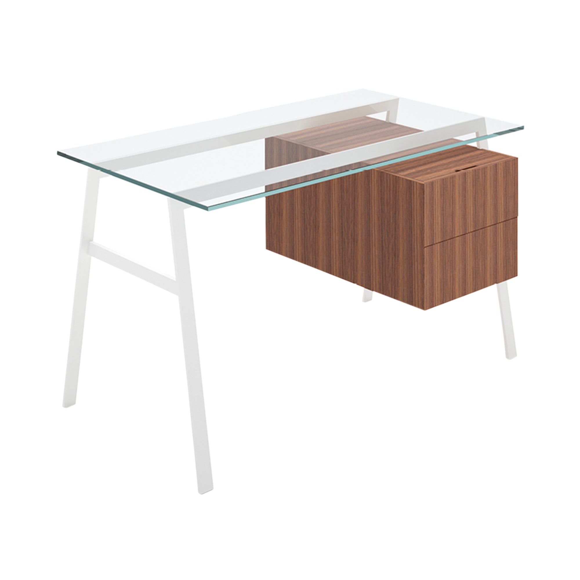 Homework 1 Desk: Double Drawer Right with Glass Top + White + Walnut