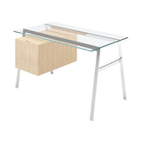 Homework 1 Desk: File Drawer Left with Glass Top + Chrome +White Oak
