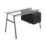 Homework 1 Desk: File Drawer Right with Glass Top + Gun Metal + Black Oak