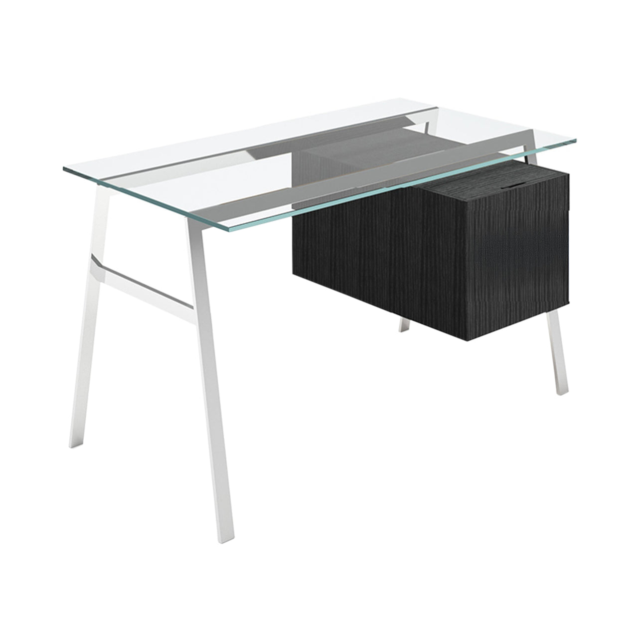 Homework 1 Desk: File Drawer Right with Glass Top + Chrome + Black Oak