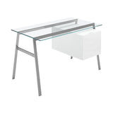 Homework 1 Desk: File Drawer Right with Glass Top + Gun Metal + White Lacquer