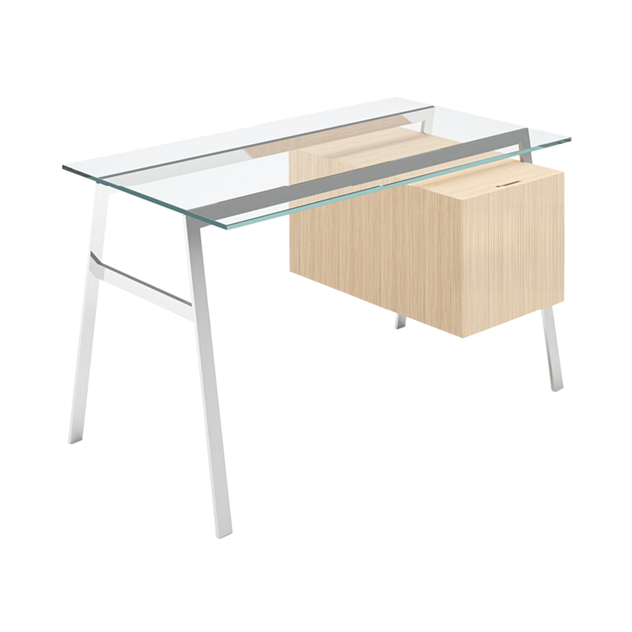 Homework 1 Desk: File Drawer Right with Glass Top + Chrome + White Oak