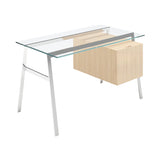 Homework 1 Desk: File Drawer Right with Glass Top + Chrome + White Oak