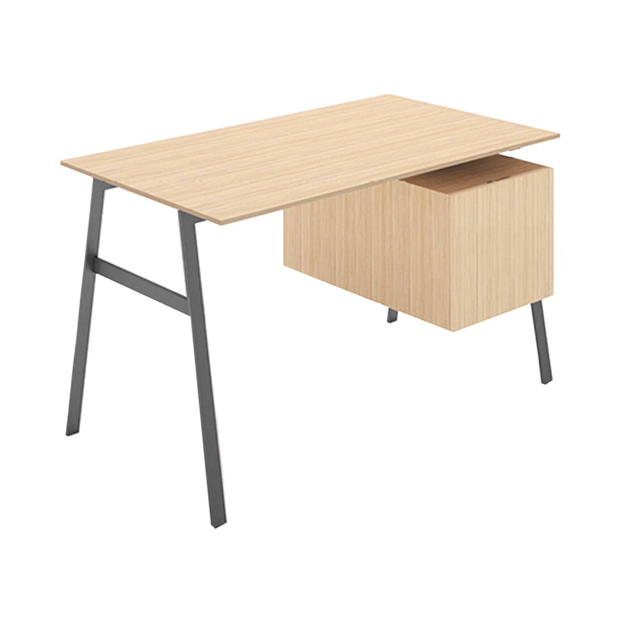 Homework 1 Desk: File Drawer Right + Gun Metal  + White Oak + White Oak