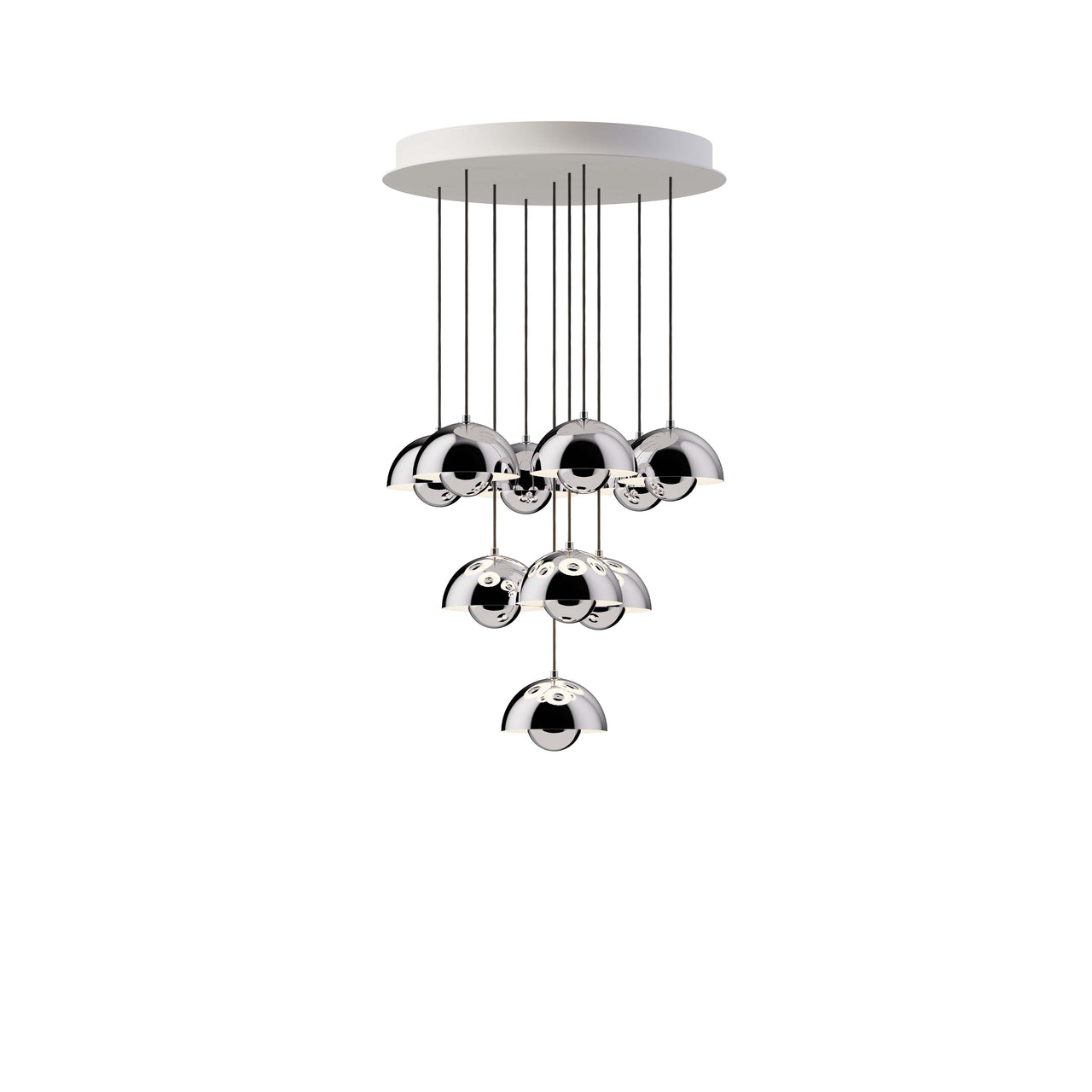 Flowerpot Chandelier VP10 + Brass-Plated + Chrome-Plated 