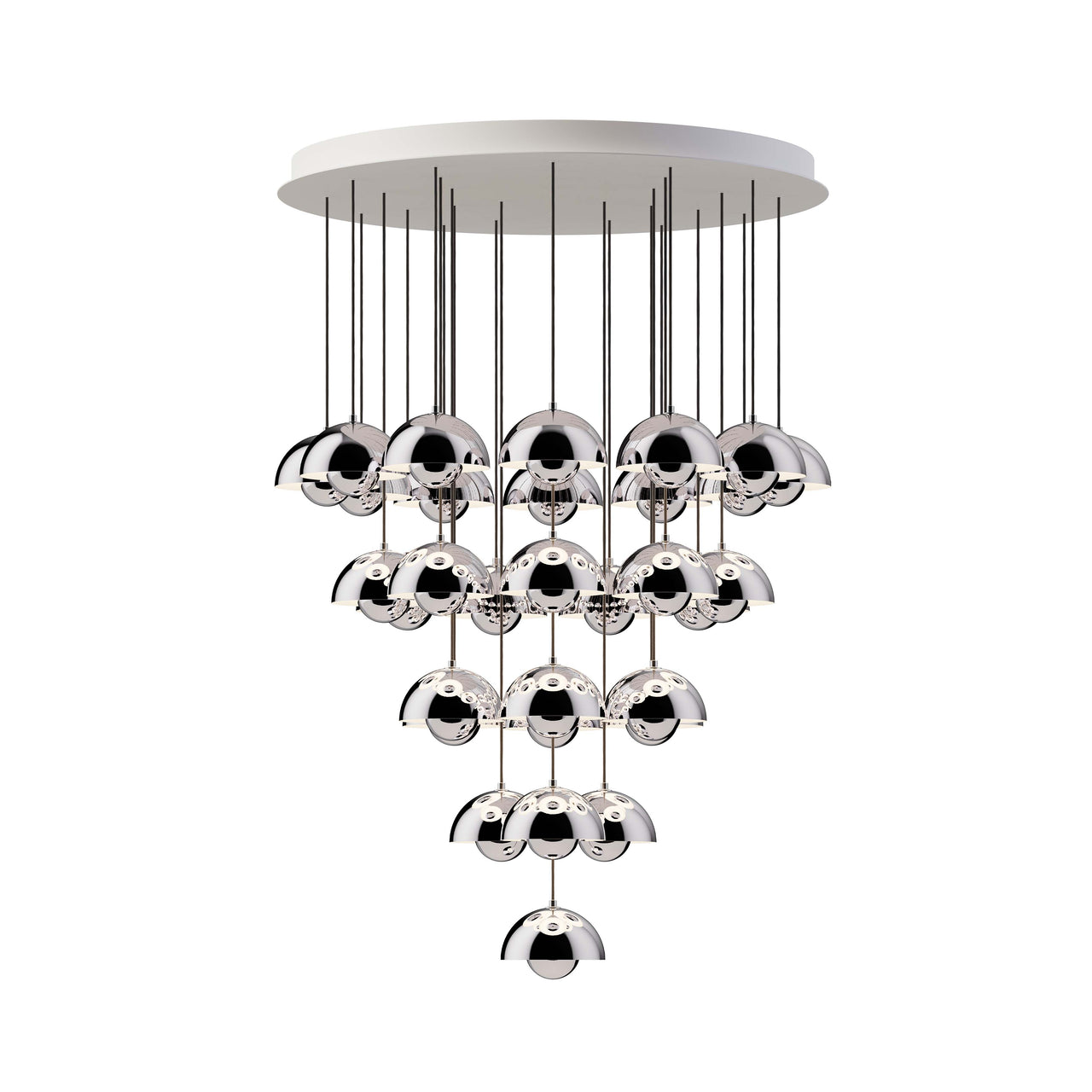 Flowerpot Chandelier VP10 + Brass-Plated + Chrome-Plated