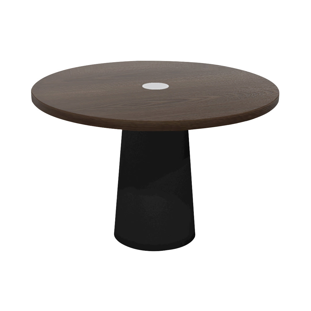 Container Round Table: Medium + Cable Feed + Cinnamon Stained with Hole + Black