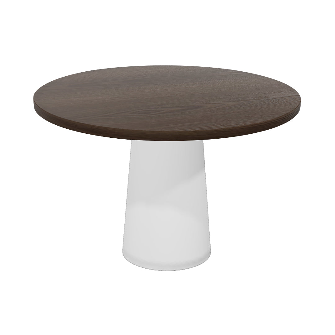 Container Round Table: Medium + Cable Feed + Cinnamon Stained + White