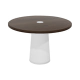 Container Round Table: Medium + Cable Feed + Cinnamon Stained with Hole + White