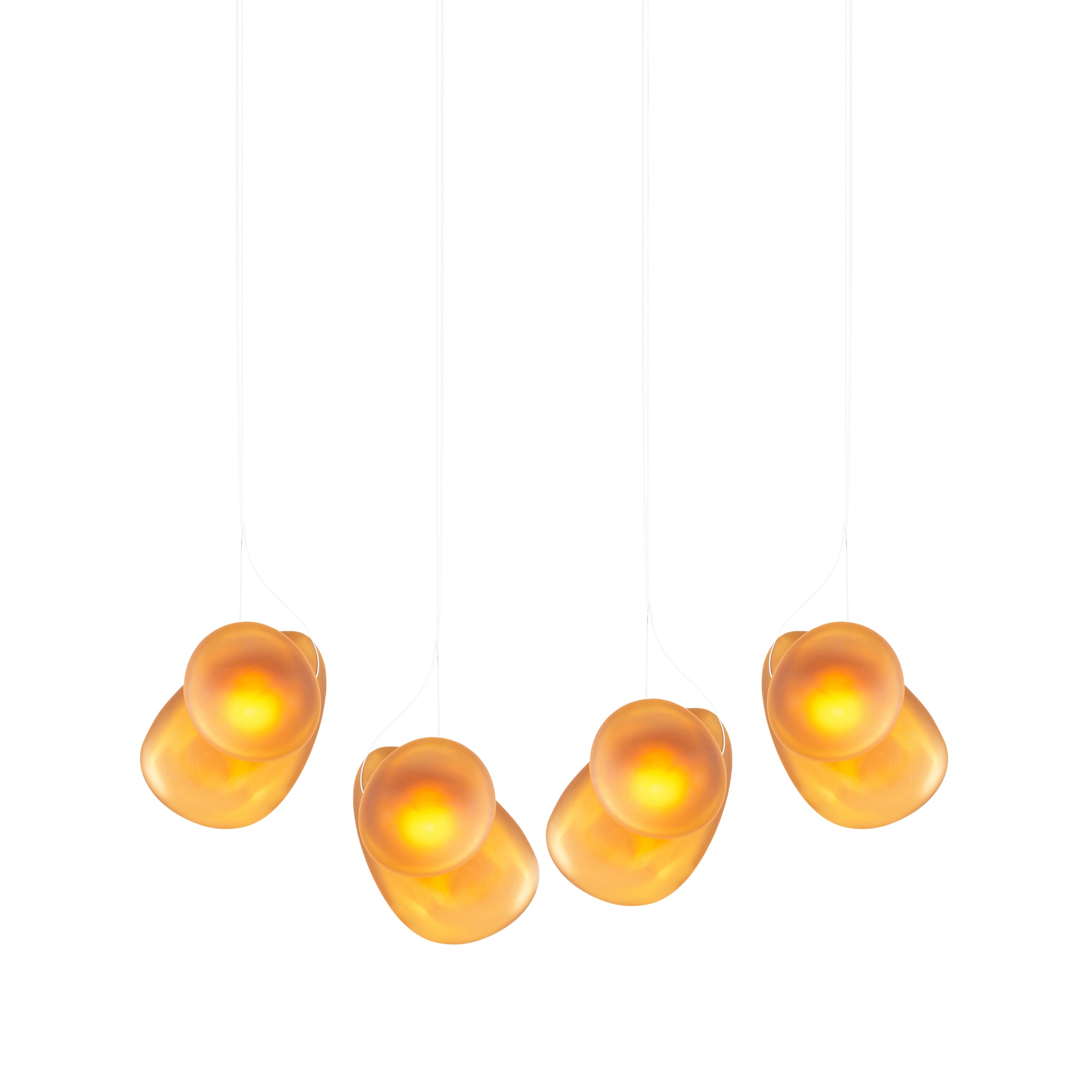 Pebble Linear 4 Pendant Light: B + D + Citrine + Citrine