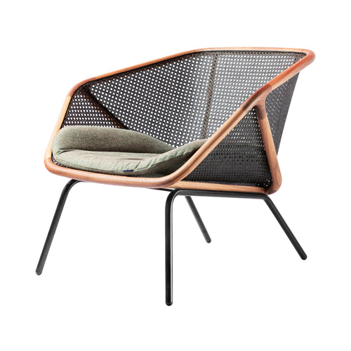 Colony Armchair: Seat Cushion + Black Aniline + Black Vienna Straw