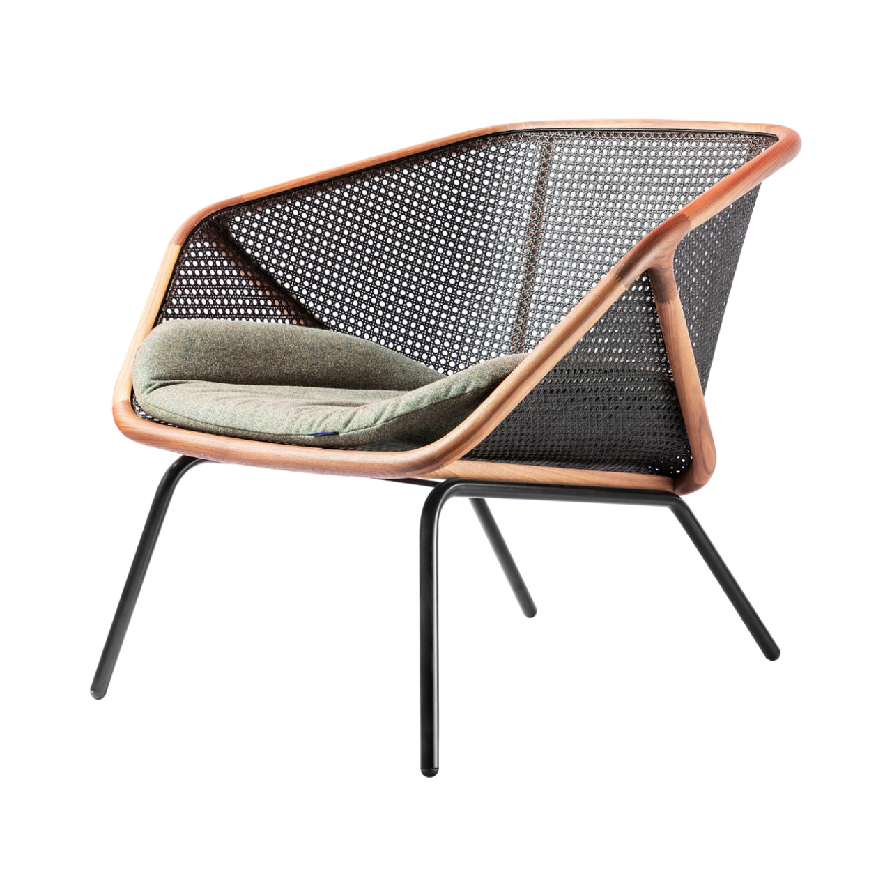 Colony Armchair: Seat Cushion + Black Aniline + Black Vienna Straw