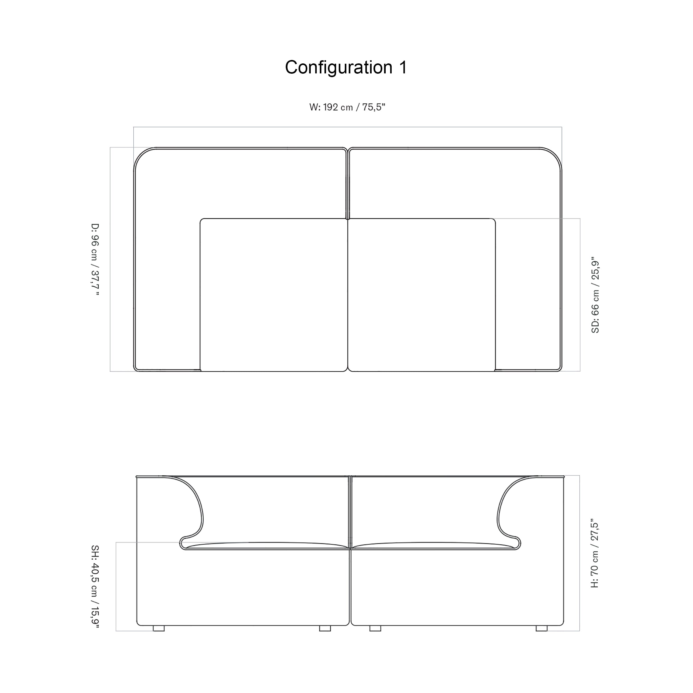 Eave Modular 2 Seater Sofa: Large