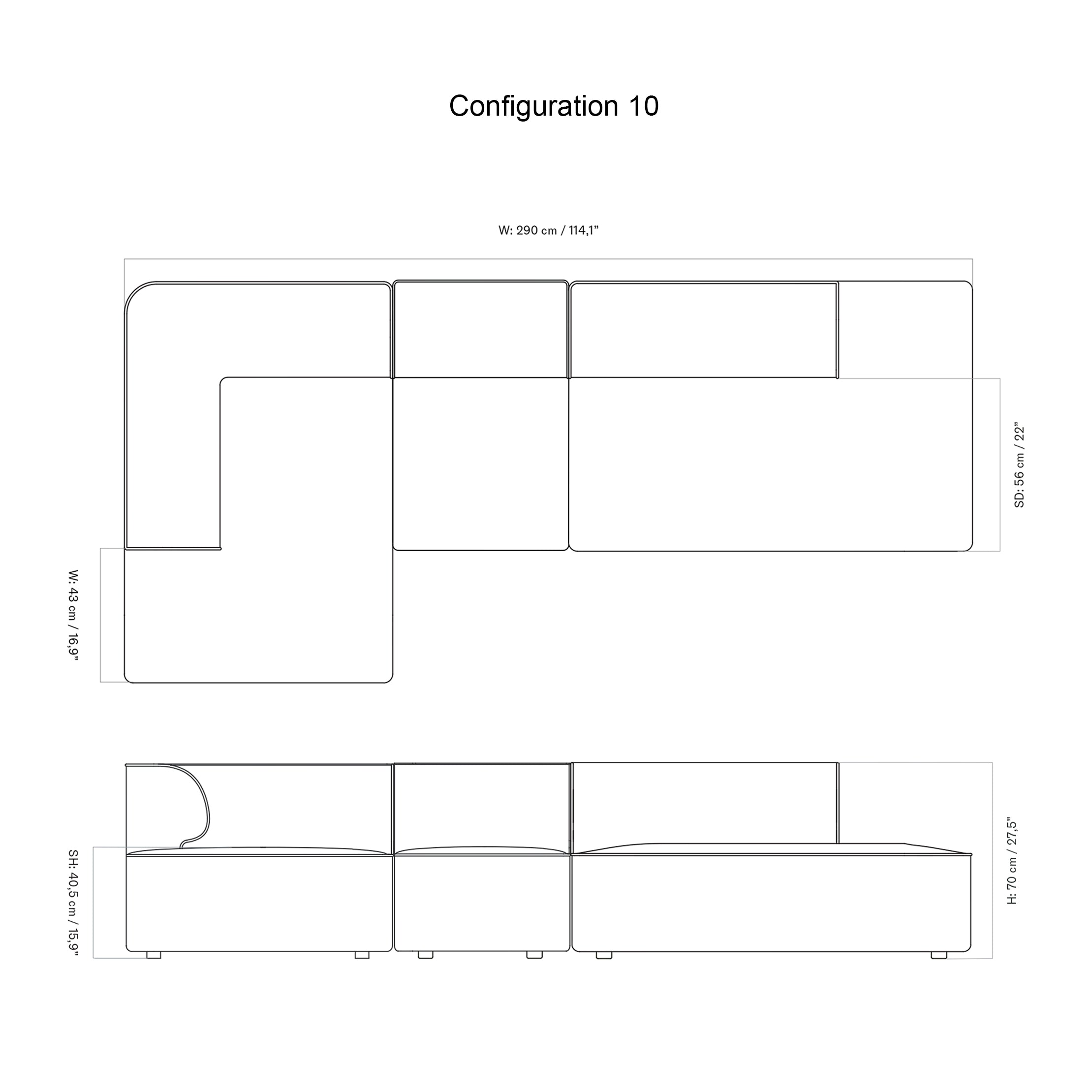 Eave Modular 3 Seater Sofa: Small