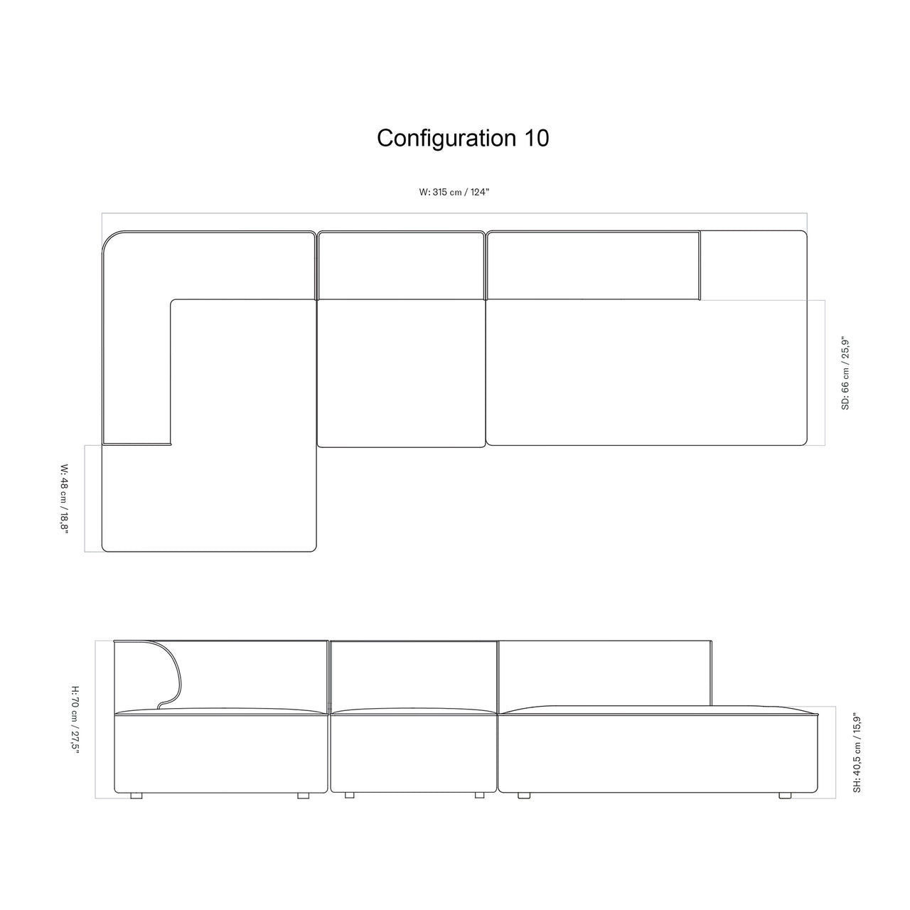 Eave Modular 3 Seater Sofa: Large