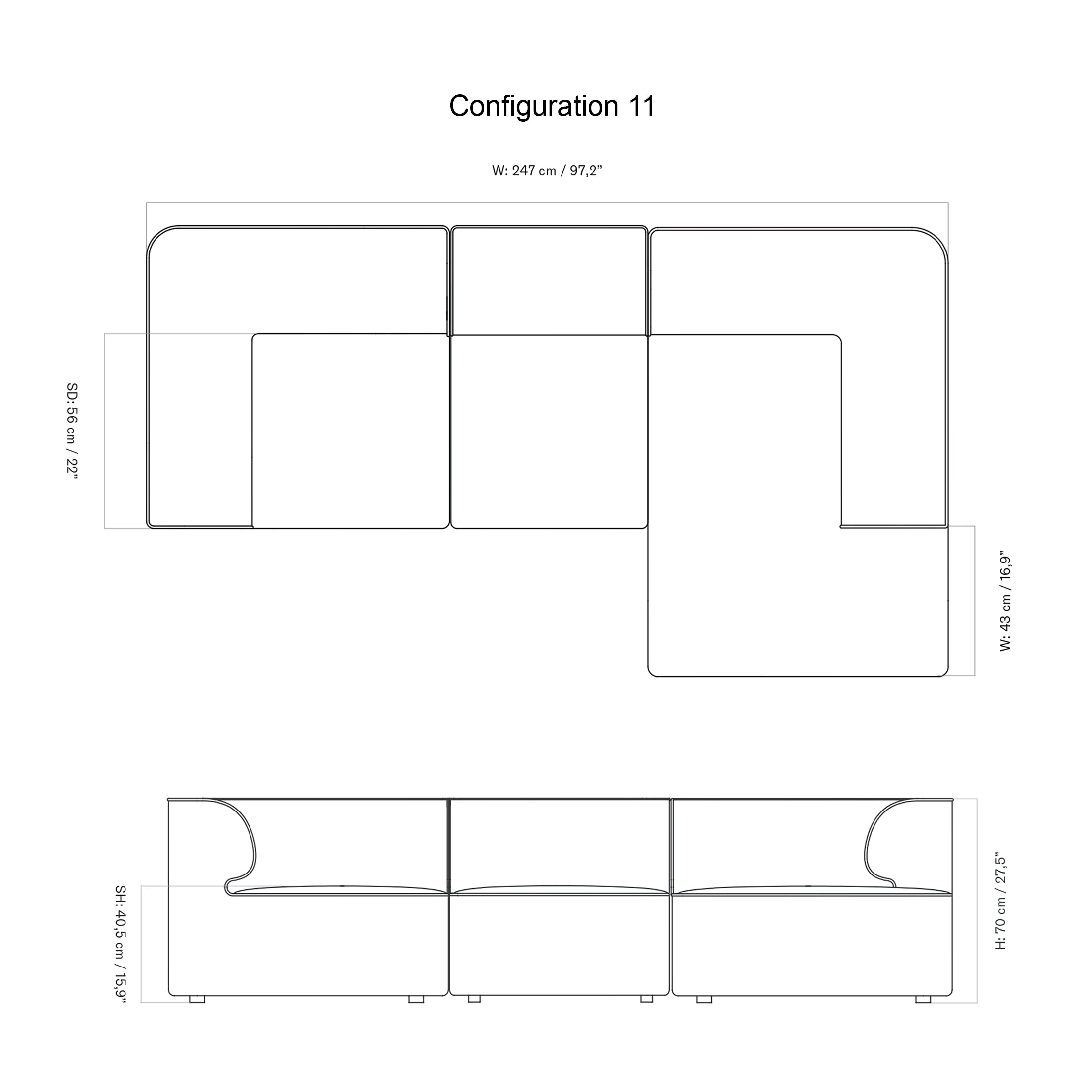 Eave Modular 3 Seater Sofa: Small