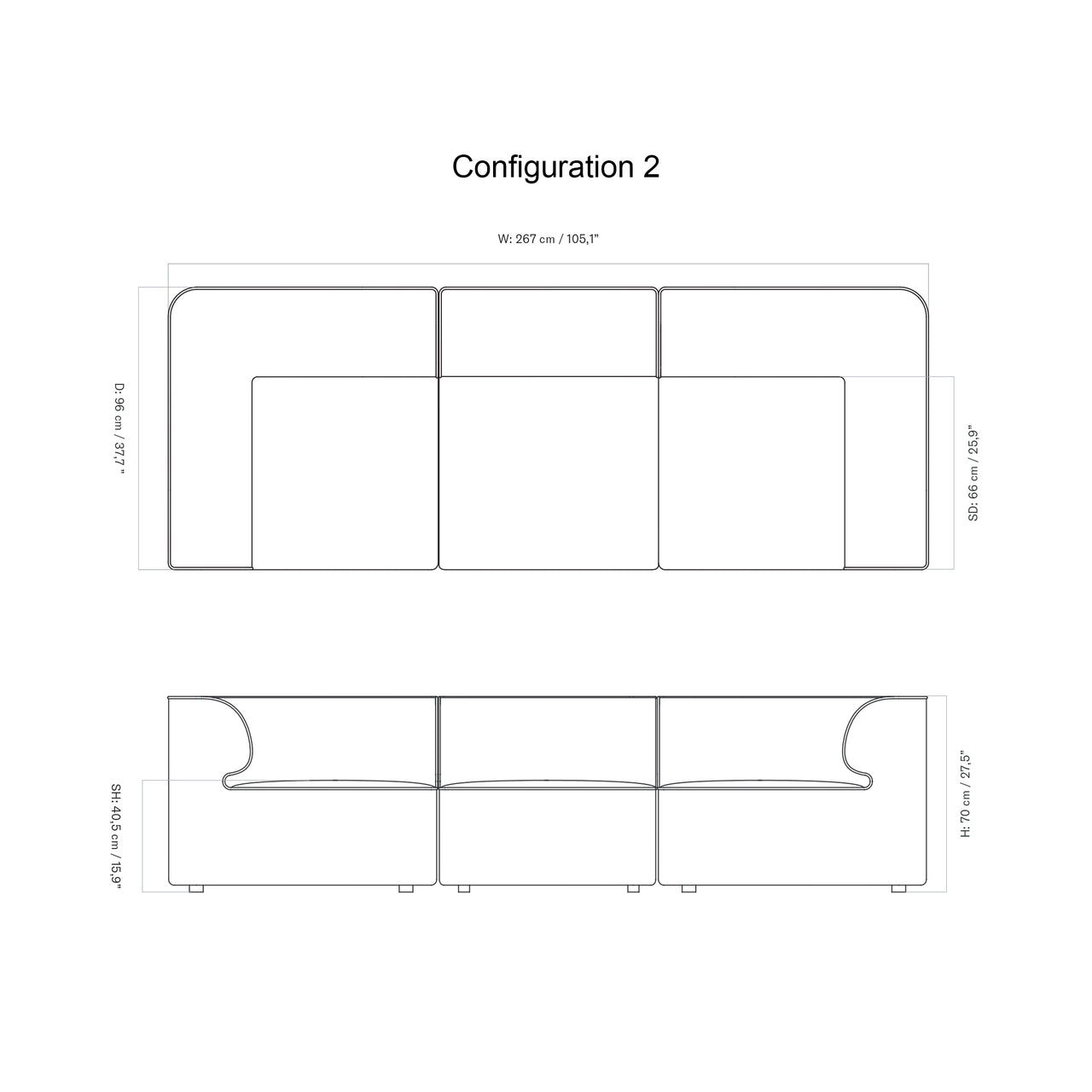 Eave Modular 3 Seater Sofa: Large