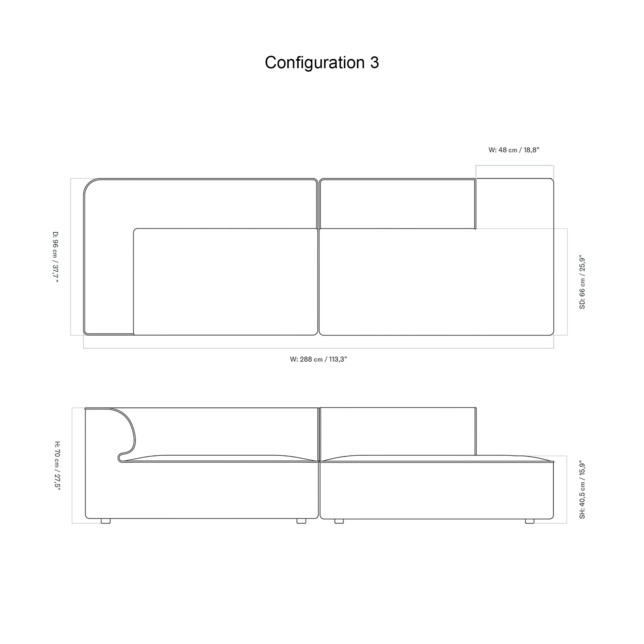 Eave Modular 2 Seater Sofa: Large