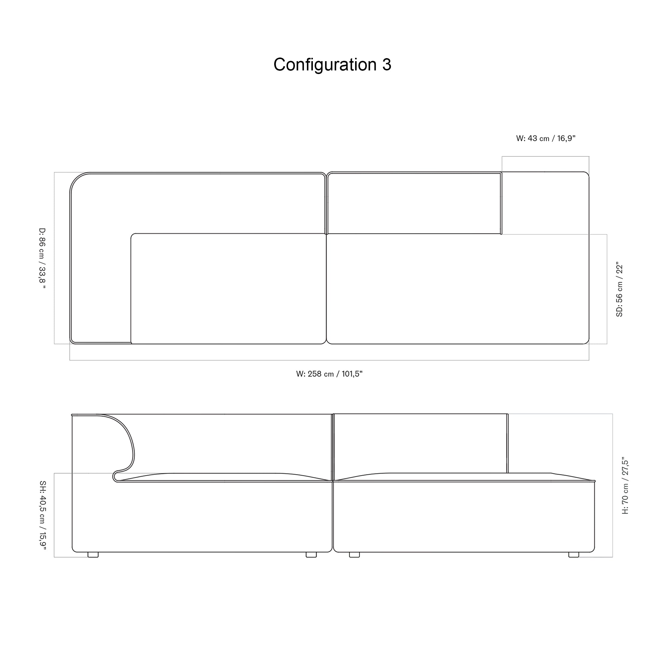 Eave Modular 2 Seater Sofa: Small