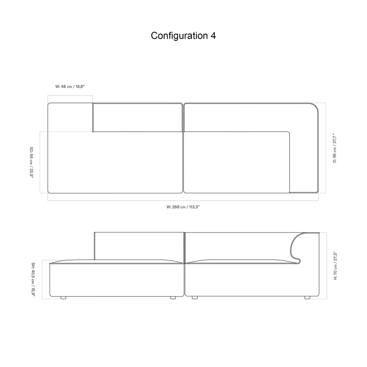 Eave Modular 2 Seater Sofa: Large