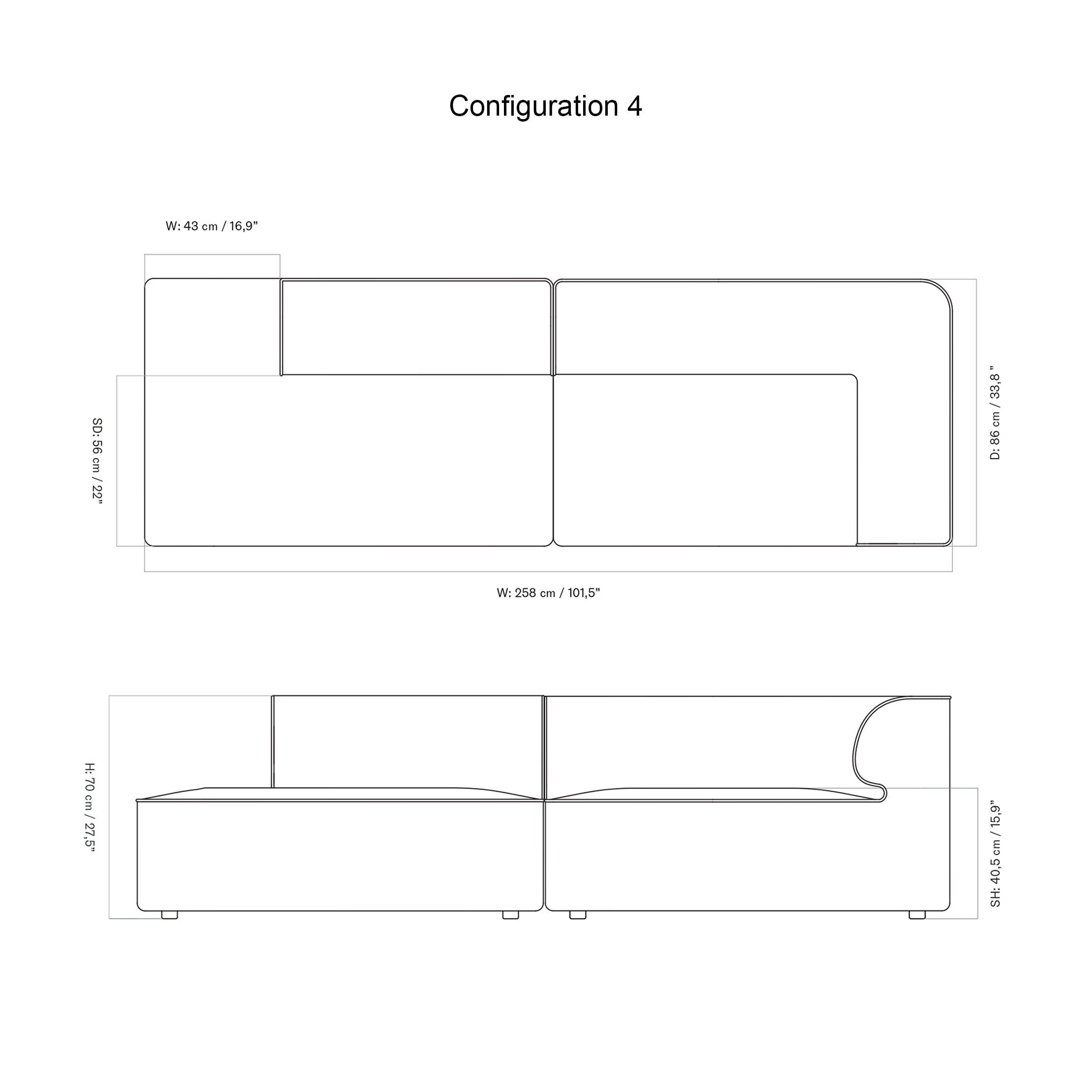 Eave Modular 2 Seater Sofa: Small