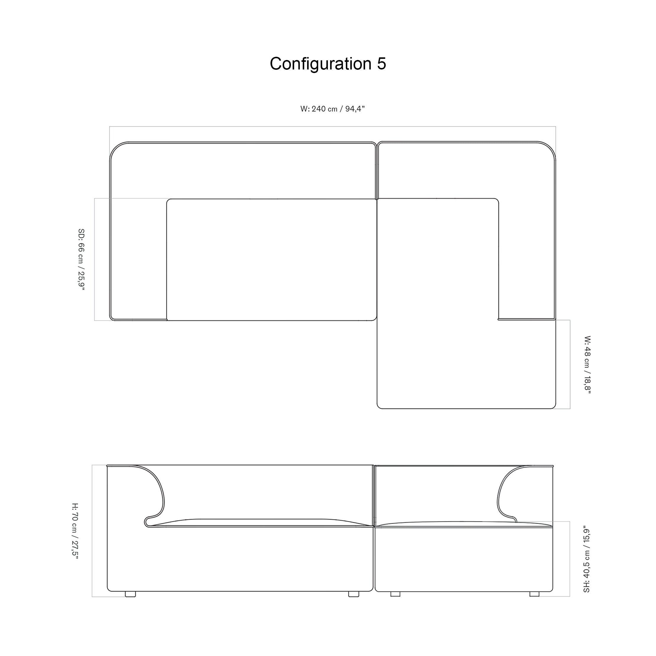 Eave Modular 2 Seater Sofa: Large