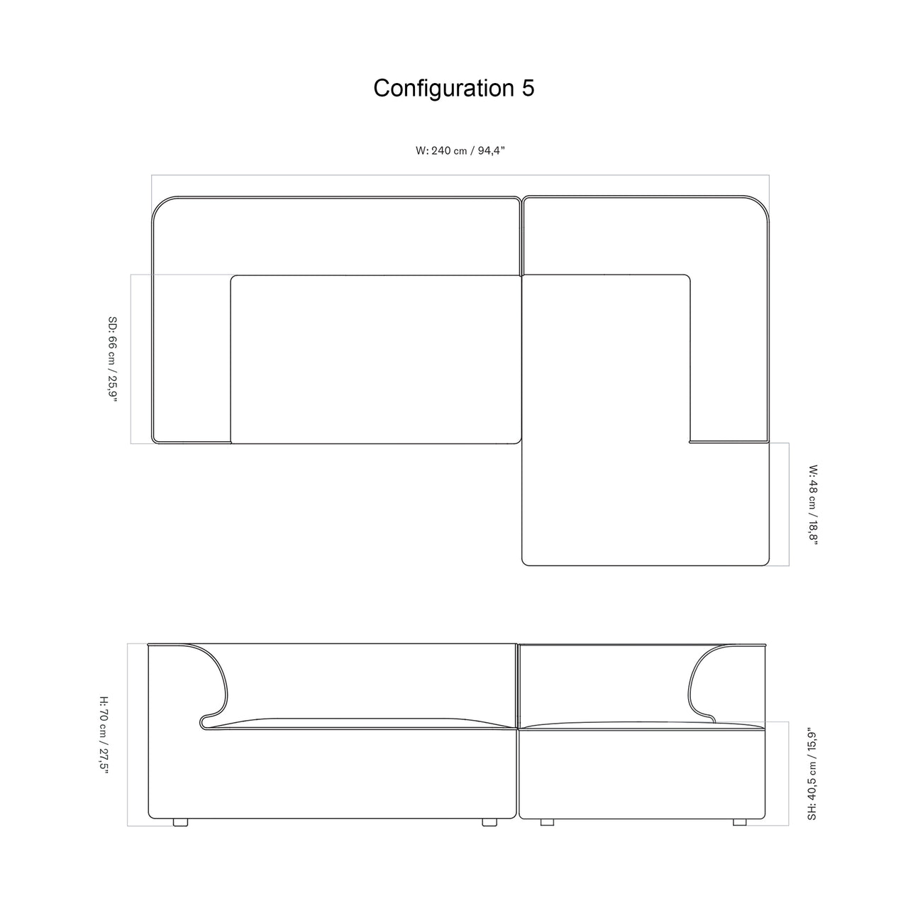 Eave Modular 2 Seater Sofa: Large