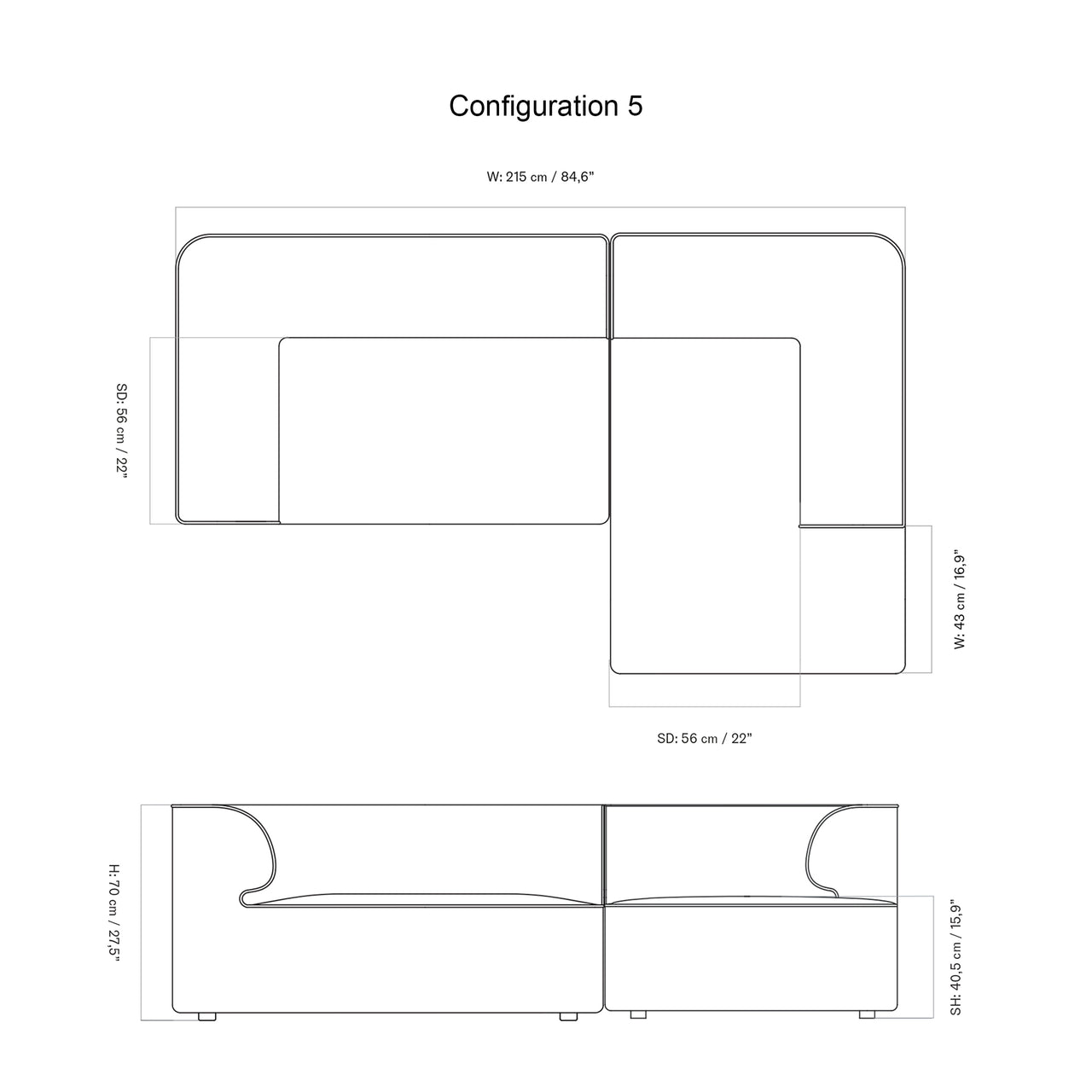 Eave Modular 2 Seater Sofa: Small