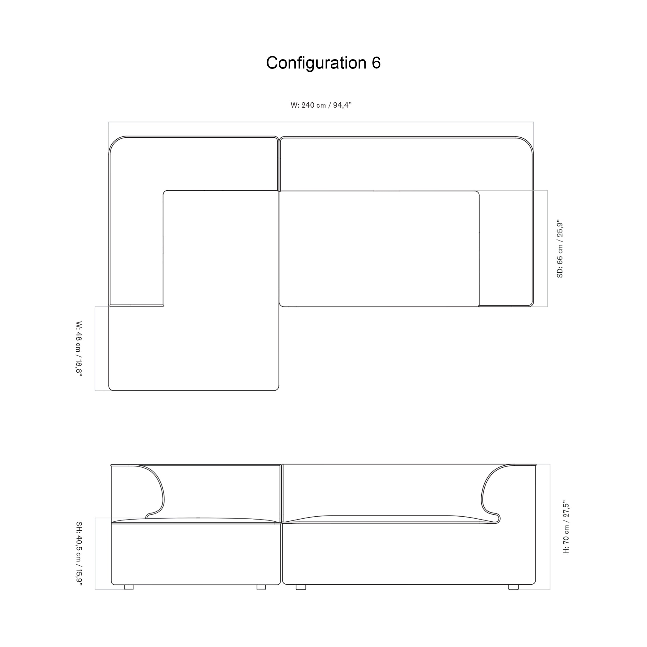 Eave Modular 2 Seater Sofa: Large