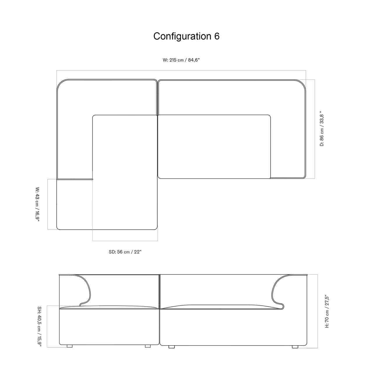 Eave Modular 2 Seater Sofa: Small