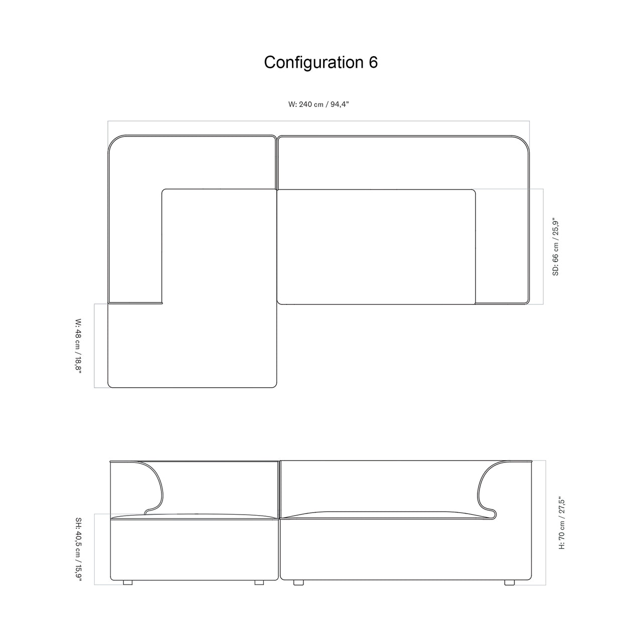 Eave Modular 2 Seater Sofa: Large