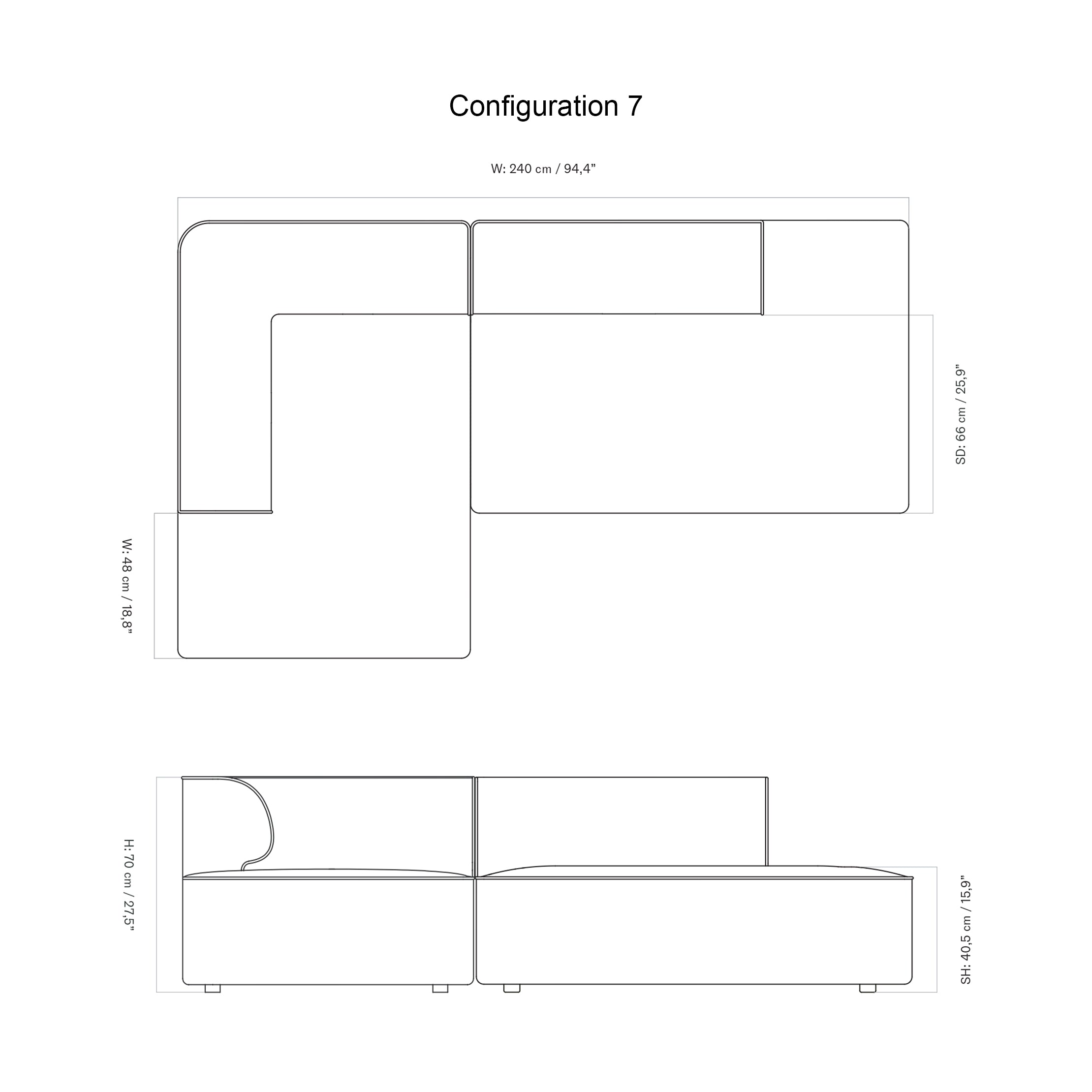 Eave Modular 2 Seater Sofa: Large