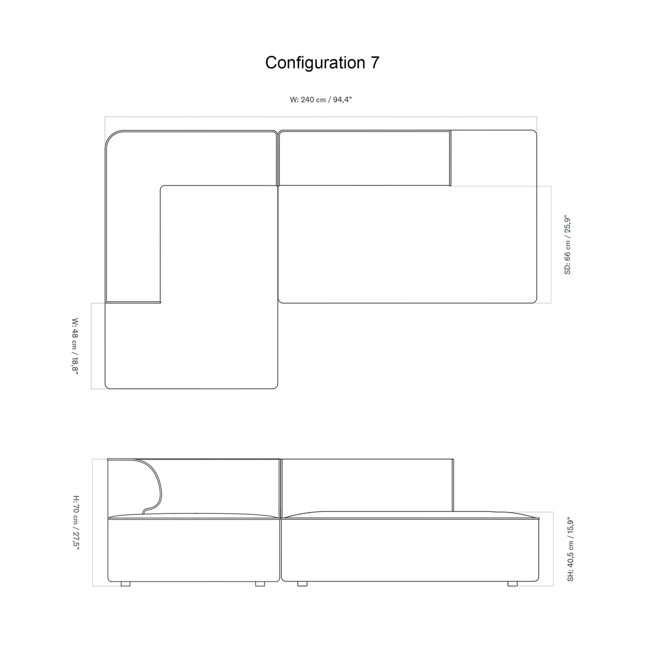 Eave Modular 2 Seater Sofa: Large