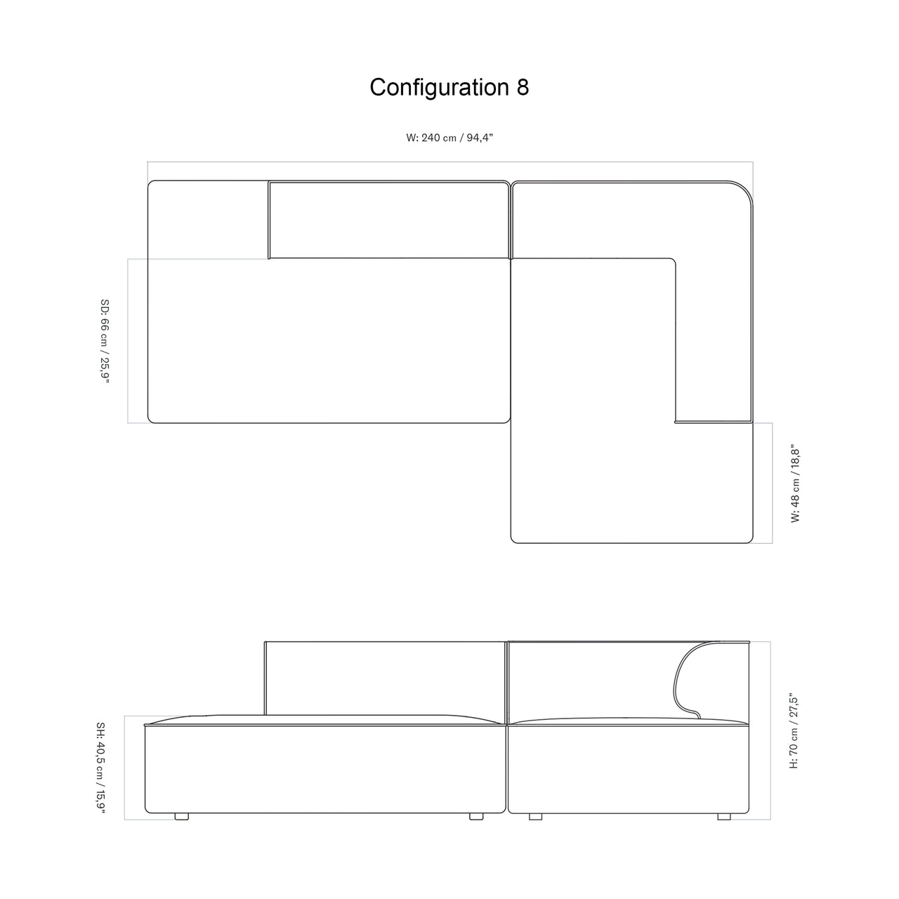 Eave Modular 2 Seater Sofa: Large