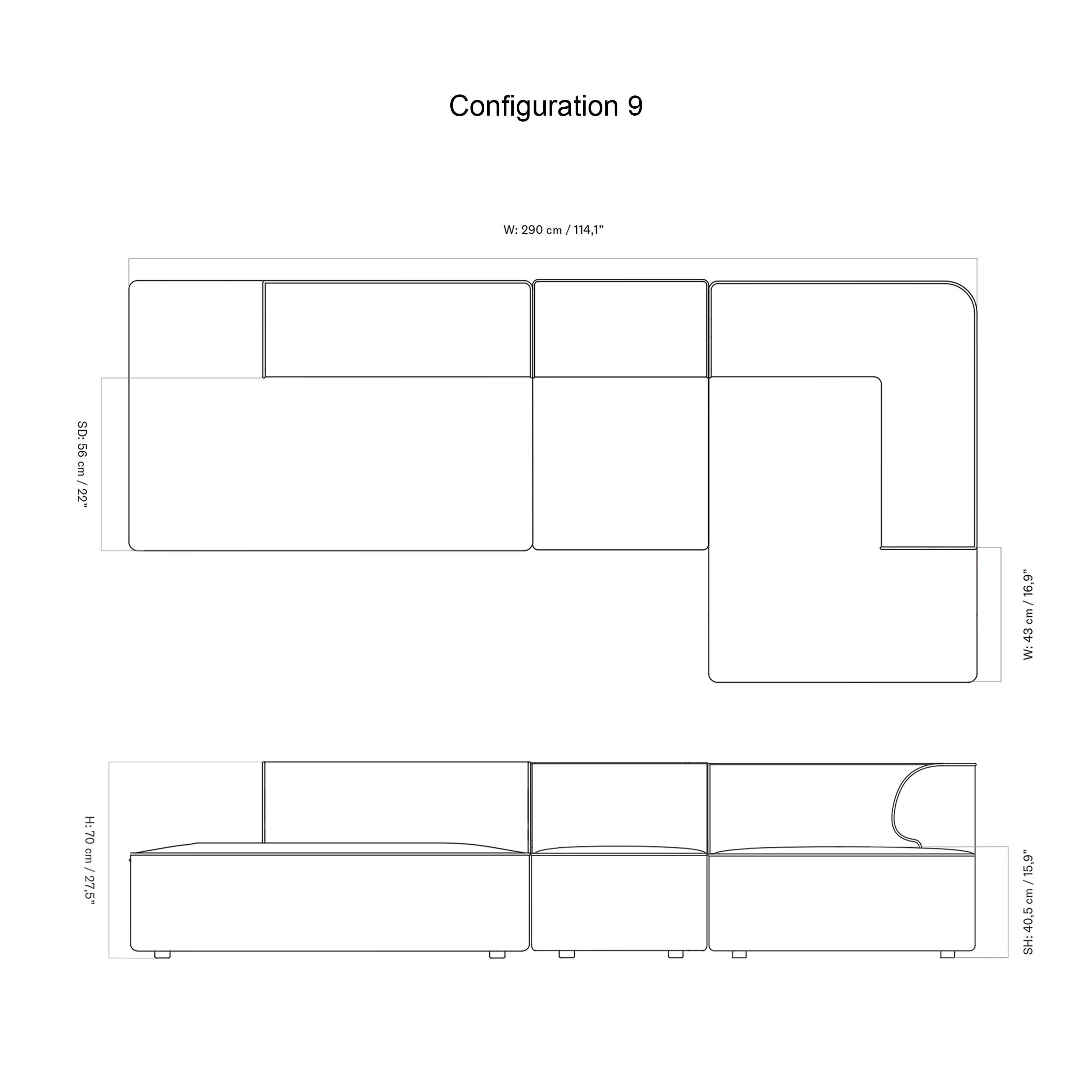 Eave Modular 3 Seater Sofa: Small