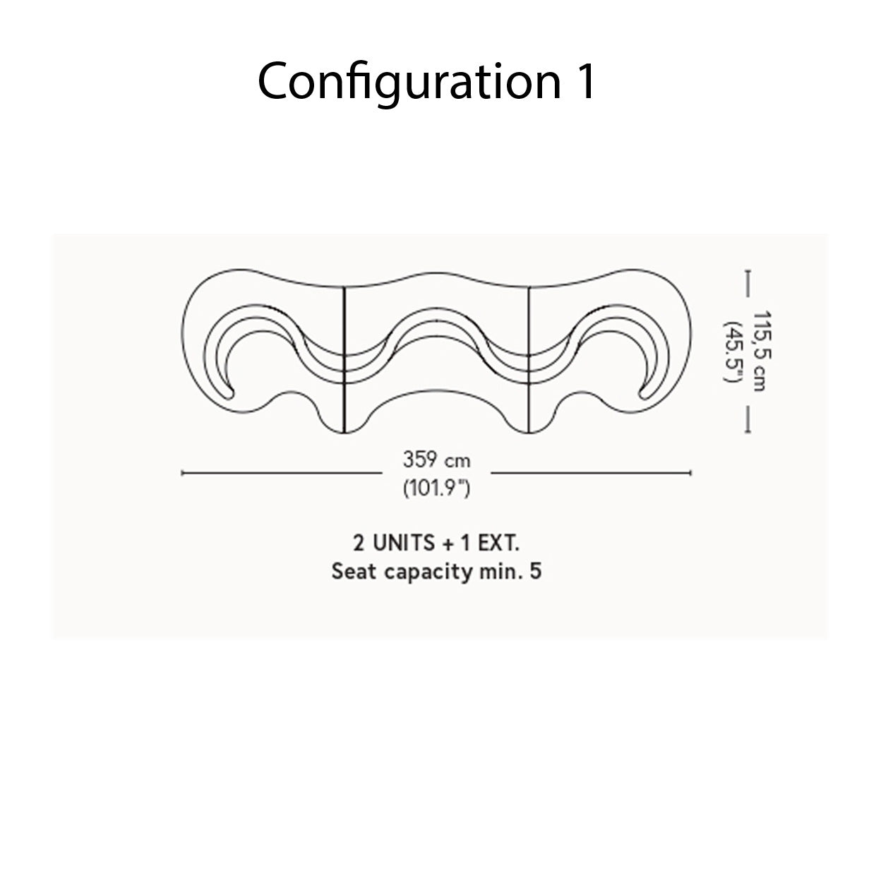 Cloverleaf Sofa with Extension: Configuration 1