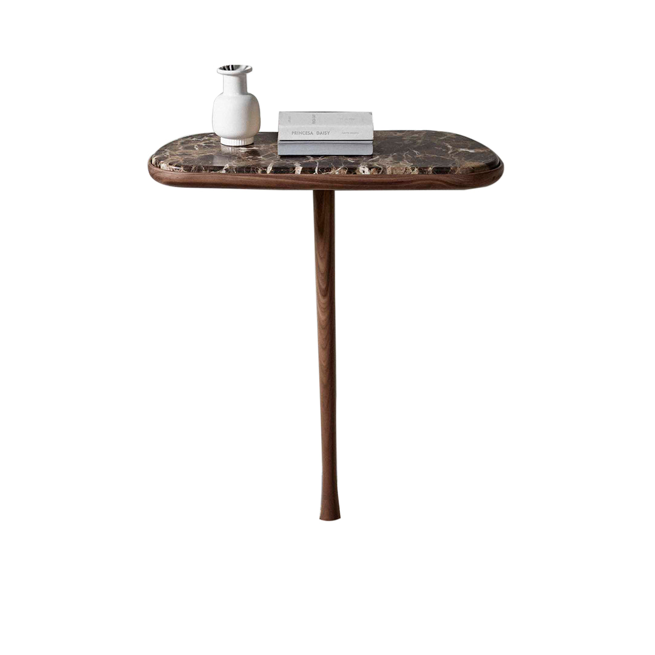 Consola Console Table: Emperador Marble + Walnut