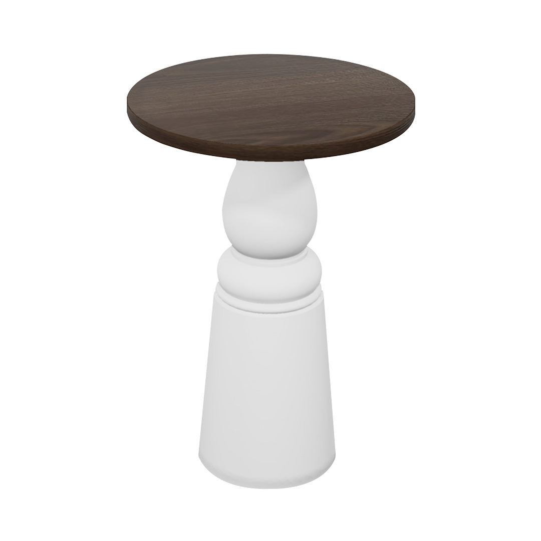 Container Bar Table: New Antiques + Round + Cinnamon Stained + White