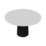 Container HPL Round Table: Extra Large + Cable Feed + White + Black