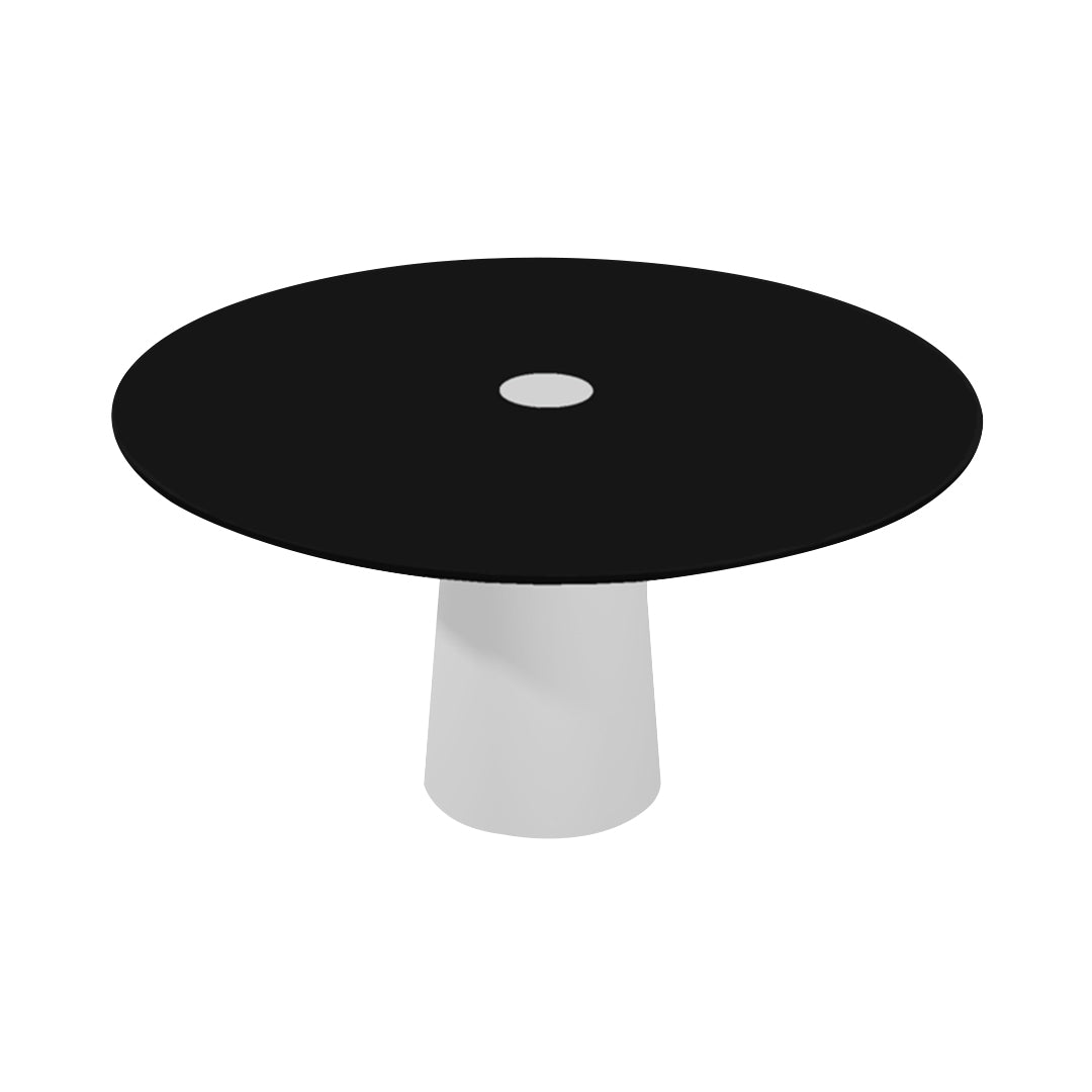 Container HPL Round Table: Large + Black with Hole + White