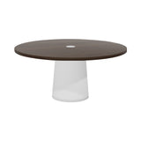 Container Round Table: Extra Large + Cable Feed + Cinnamon Stained with Hole + White