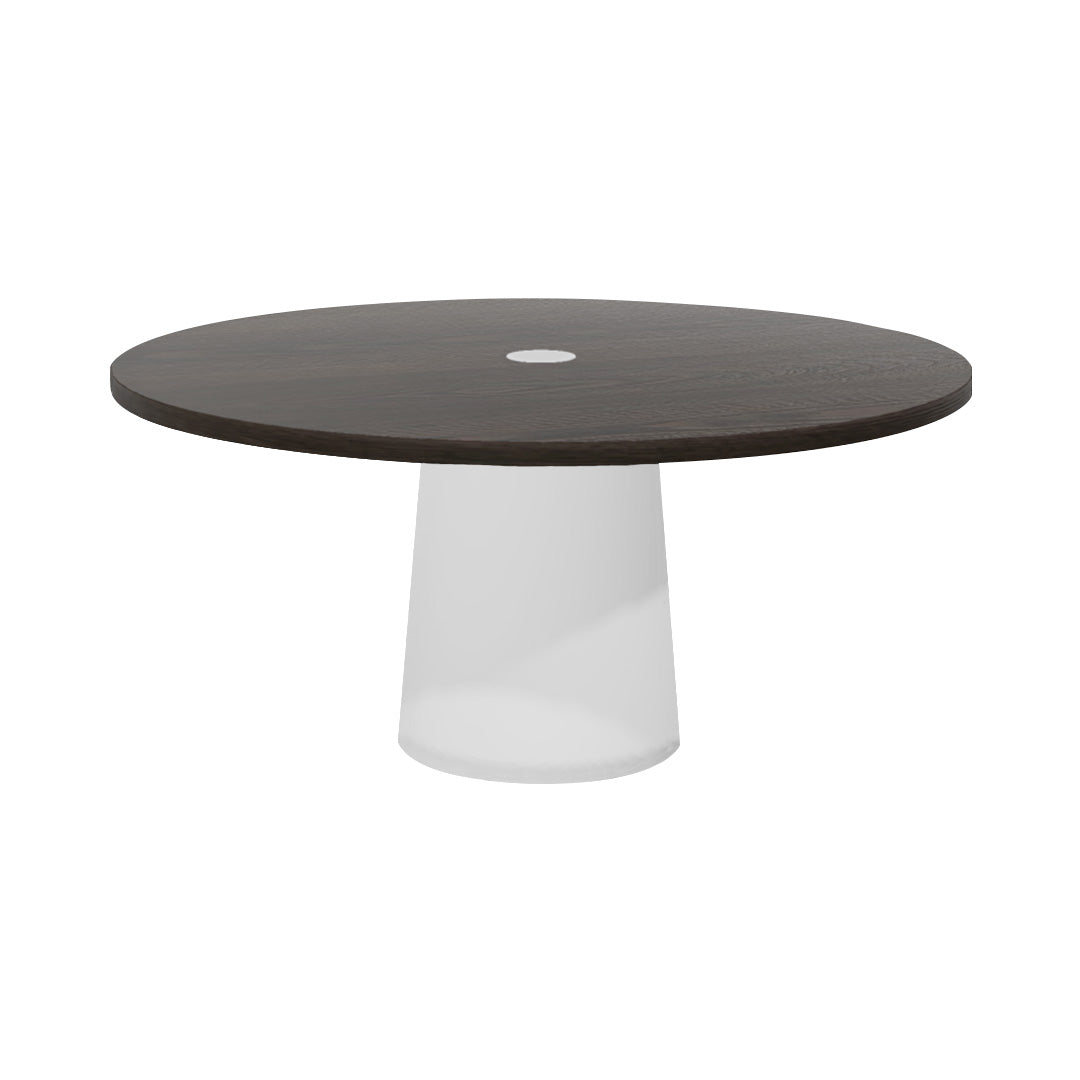 Container Round Table: Extra Large + Cable Feed + Grey Stained with Hole + White