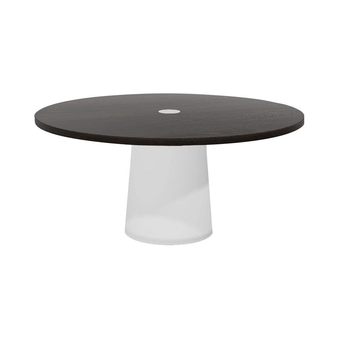 Container Round Table: Extra Large + Cable Feed + Wenge Stained with Hole + White