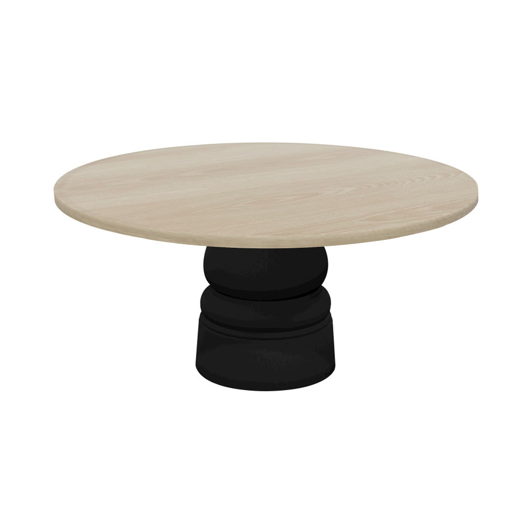Container Round Table: Extra Large + New Antiques + White Wash Stained + Black