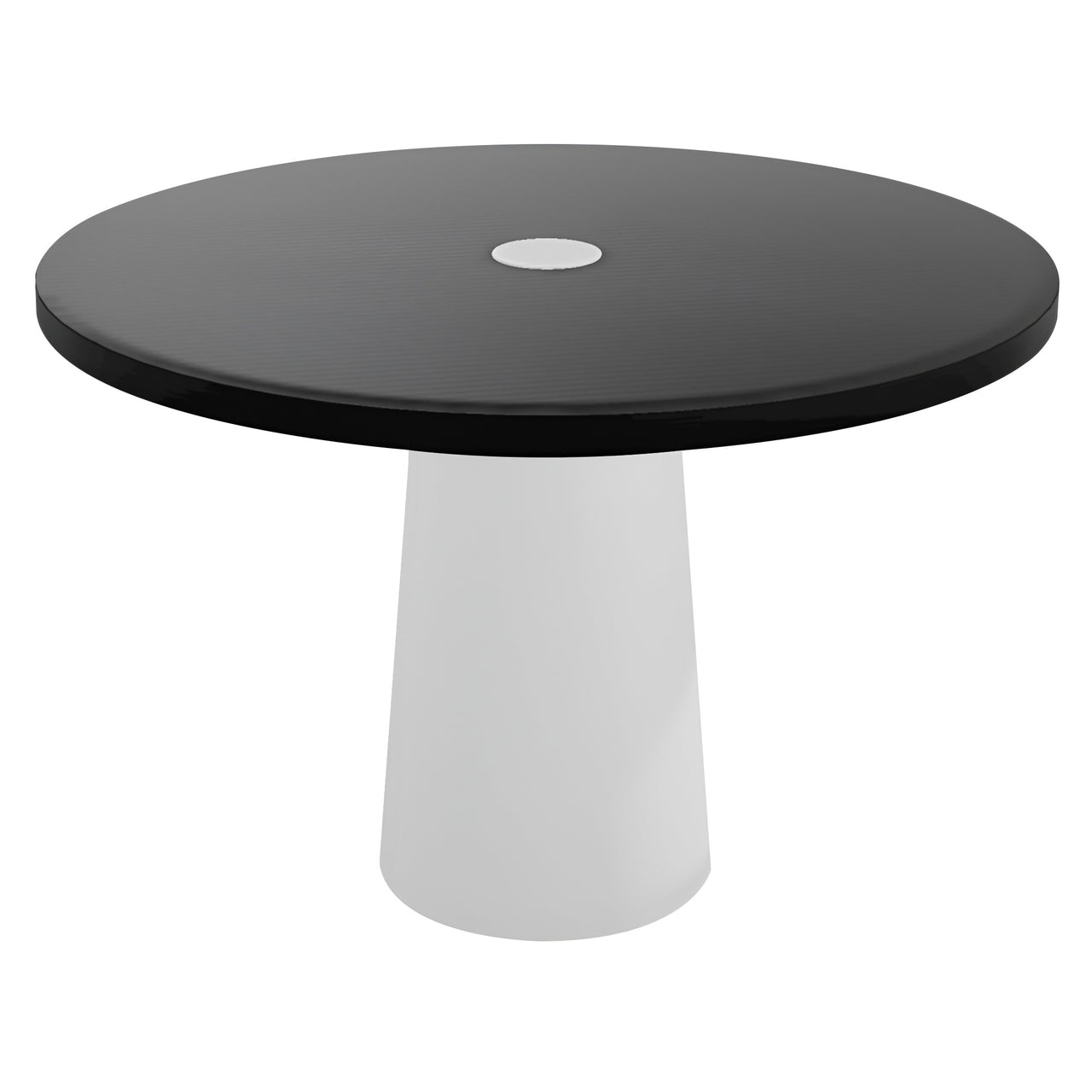 Container Round Table: Medium + Black Stained with Hole + White
