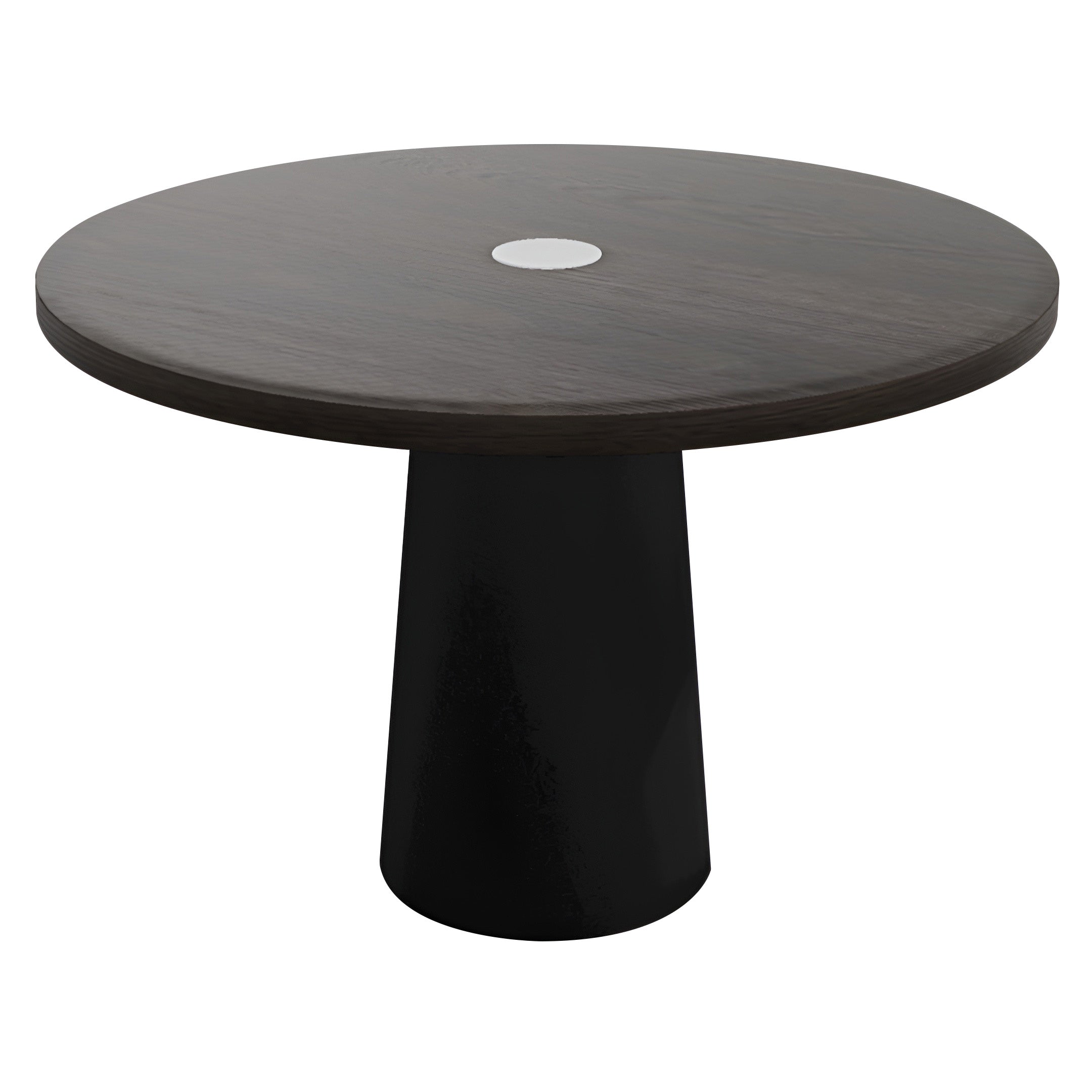 Container Round Table: Medium + Grey Stained with Hole + Black