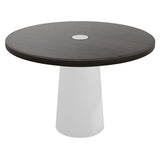 Container Round Table: Medium + Grey Stained with Hole + White