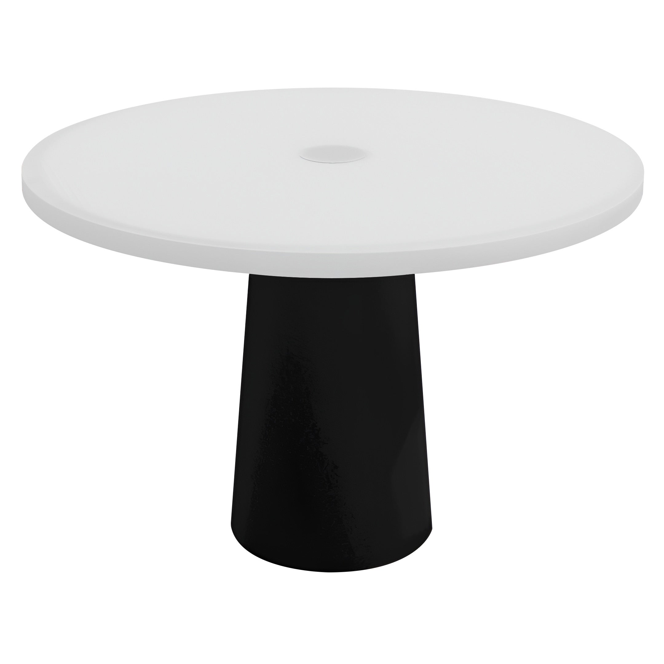 Container Round Table: Medium + Traffic White with Hole + Black