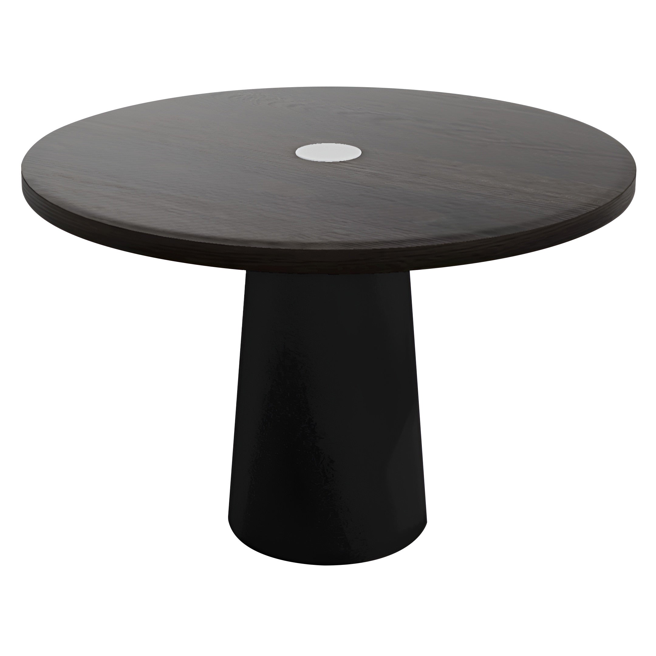 Container Round Table: Medium + Wenge Stained with Hole + Black
