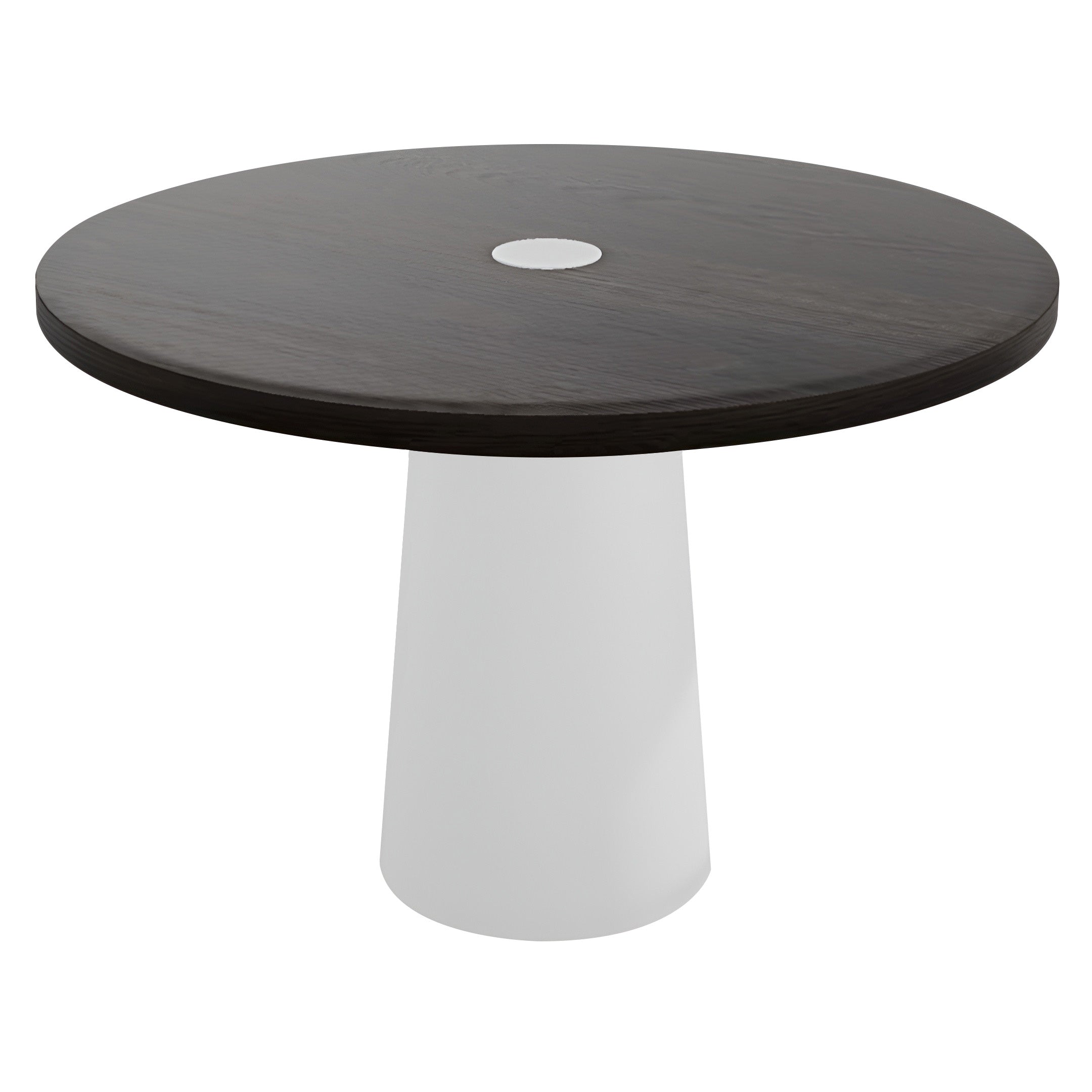 Container Round Table: Medium + Wenge Stained with Hole + White